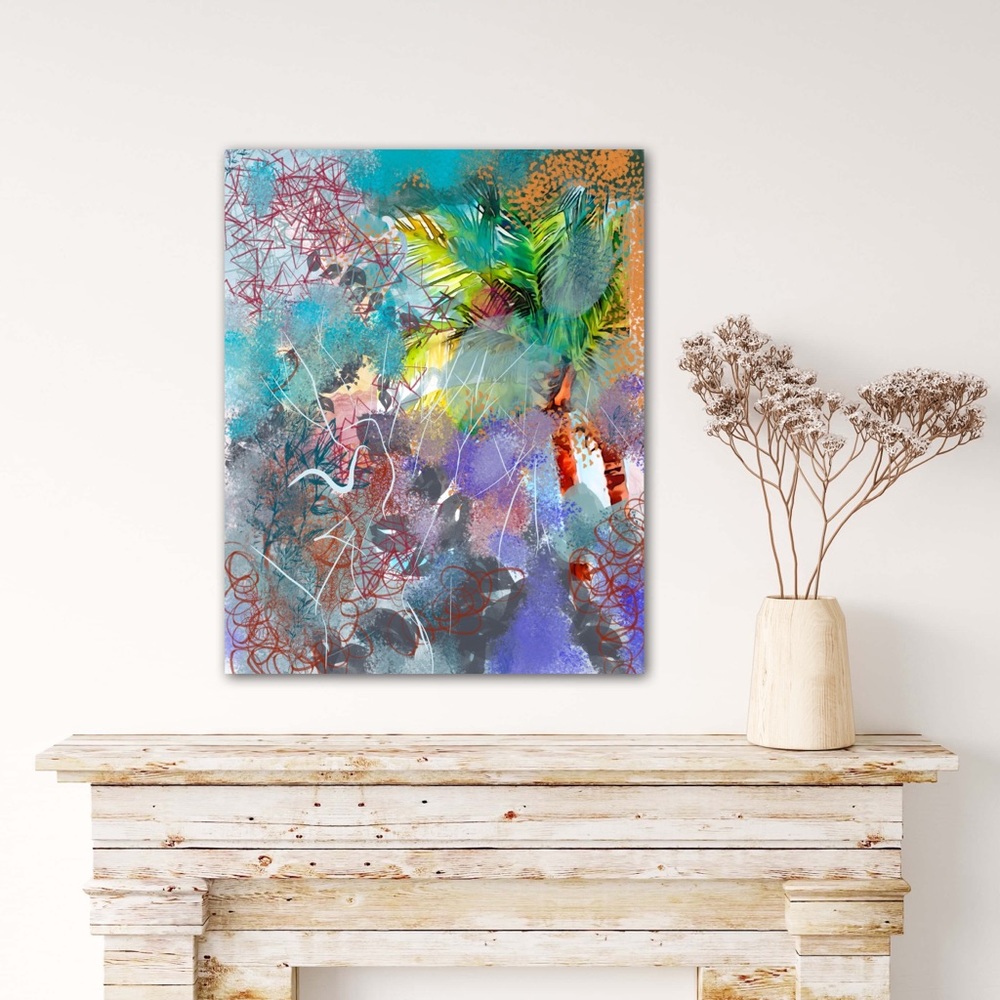 “Blowing Palms” Original Contemporary print in Home Decor
